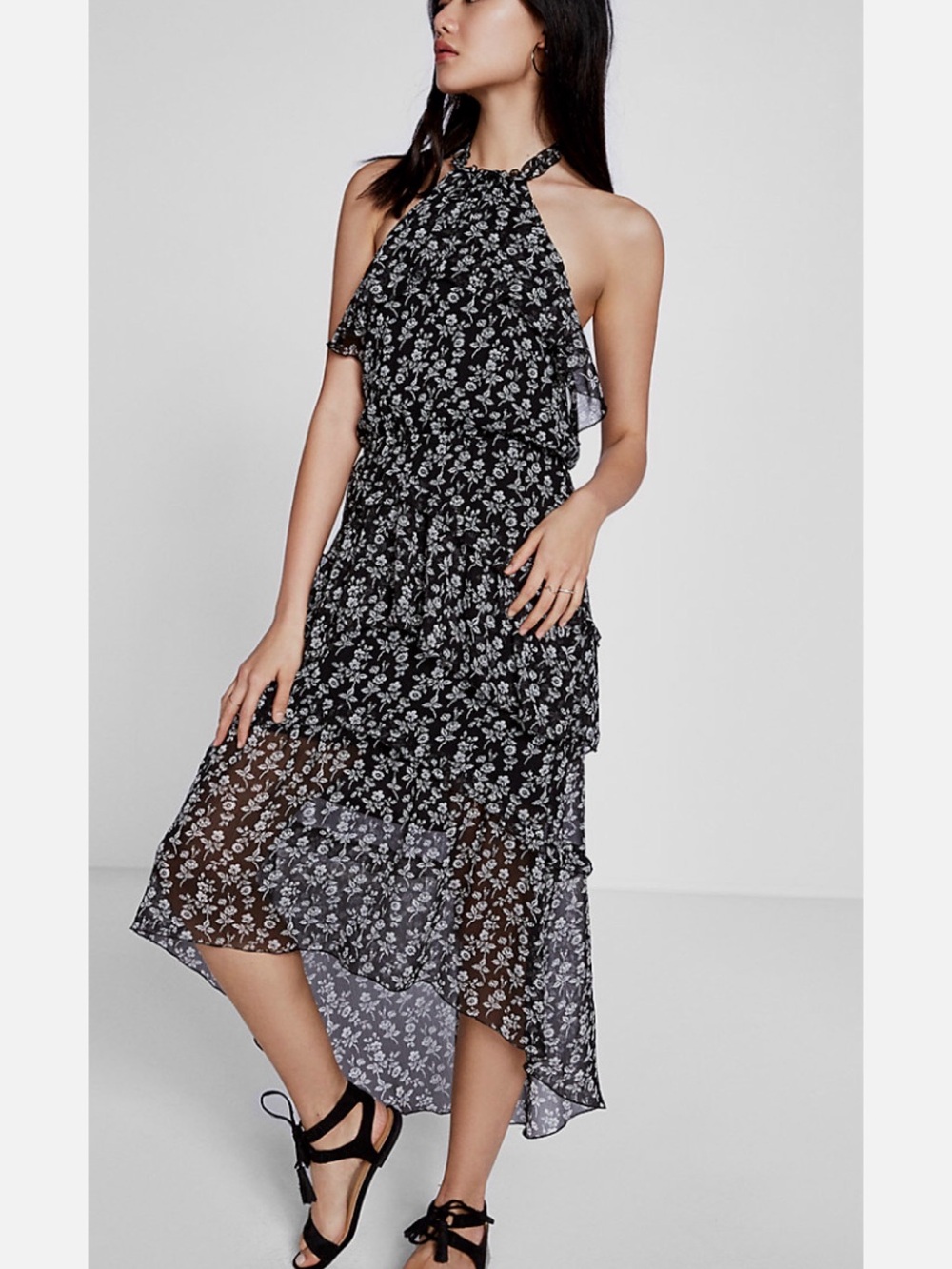 Express Tiered Ruffle Midi Dress - Picture 2 of 11